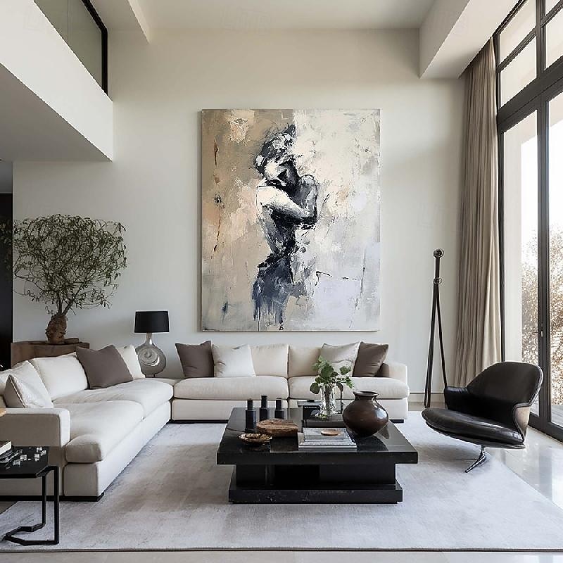 Hand painted Abstract Lady Framed Woman painting hand painted lovers oil painting lady dancers painting Wall Art Woman face Canvas Art Faceless Portrait Painting Lovers' decor oil painting artwork4