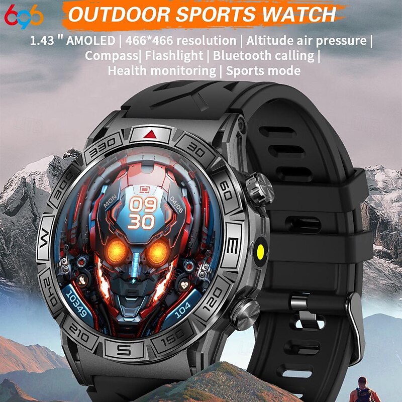 696 KC80 Smart Watch 1.43 inch Smartwatch Fitness Running Watch Bluetooth ECG+PPG Pedometer Call Reminder Compatible with Android iOS Women Men Hands-Free Calls Message Reminder IP 67 47mm Watch Case2