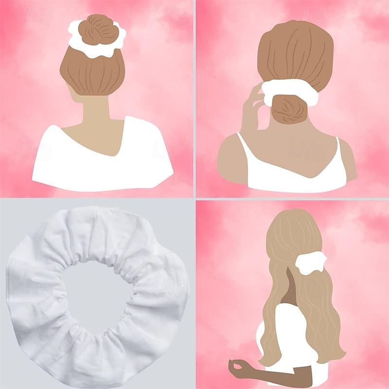 10 Piece Set of White Headbands Used for Tie Dyeing Party Supplies White Cotton Hair Elastic Ponytail Stabilizer for Women's Headbands3
