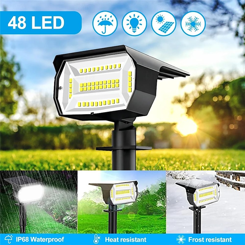 Solar Outdoor Light, 48LED Solar Spot Light Powered Lawn Light, Outdoor Channel Light Waterproof Light Road Mounted Light Garden Courtyard Lane Lighting Wedding Holiday Party Atmosphere Light  1PC