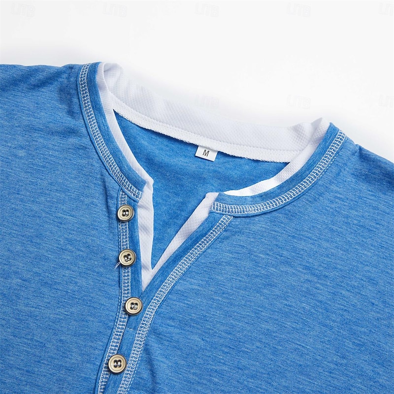 Men's Henley Shirt Color Block Tee Short Sleeve Shirt Tee Top Short Sleeve Patchwork Sports Daily Buttons Henley Outdoor Casual Summer Spring & Summer Black Green Blue Henley T-Shirt4