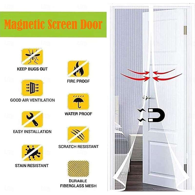 Magnetic Screen Doors with Magnets for Doors, Fiberglass Mesh Curtain, Automatic Closing Quiet for Patio, Deck, Porch, Balcony, Glass, Garage and Even Sliding Doors4