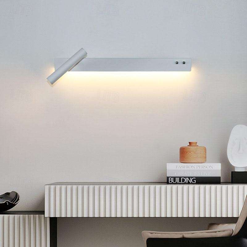 LED Wall Lights Indoor Adjustable Wall Lights with Switch Lighting Fixture Lamps Warm White Wall Lighting for Bedroom Study Office 110-240V