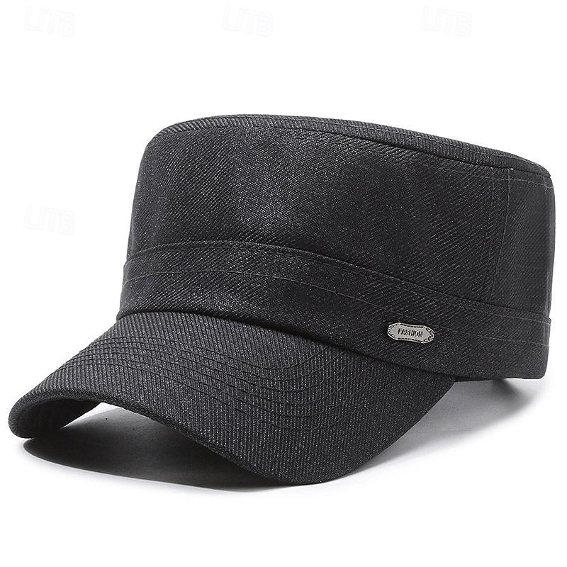 Men's Unisex Flat Cap Baseball Cap Military Cap Cadet Hat Black Navy Blue Polyester Vintage Fashion Casual Street Daily Plain Adjustable Breathable2