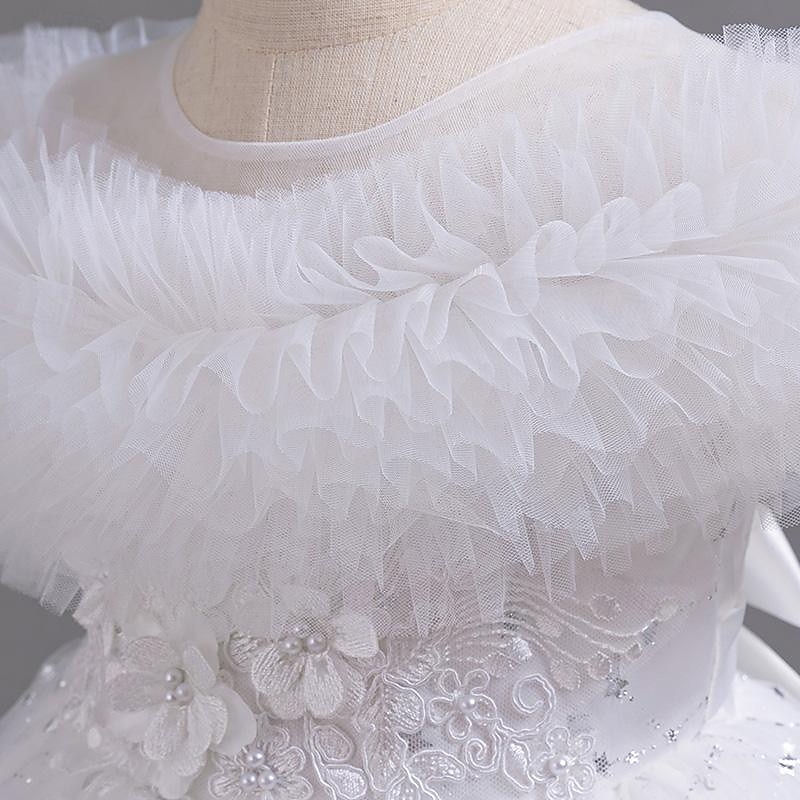 Kids Girls' Flower Girl Dress Party Dress Solid Color Floral Star Sleeveless Wedding Party Special Occasion Sequins Ruched Mesh Adorable Sweet Cotton Polyester Asymmetrical Party Dress Summer Spring3