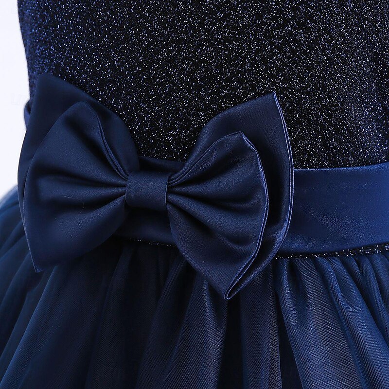 Kids Girls' Dress Party Dress Solid Color Sleeveless Special Occasion Birthday Elegant Princess Polyester Maxi Party Dress Summer Spring 4-13 Years Navy Blue Green4