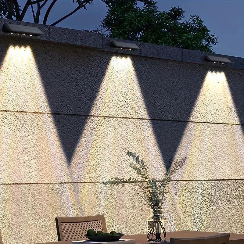 Solar Deck Lamp Outdoor Wall Washing Light Step Light Waterproof LED Wall Lamp Garden Porch Yard Fence Wall Landscape Decoration 2/4PCS4