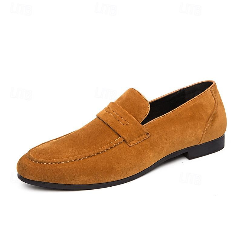 Men's Faux Suede Loafers - Classic Slip-On Casual Shoes with Low Heel and Soft Sole for Everyday Wear4