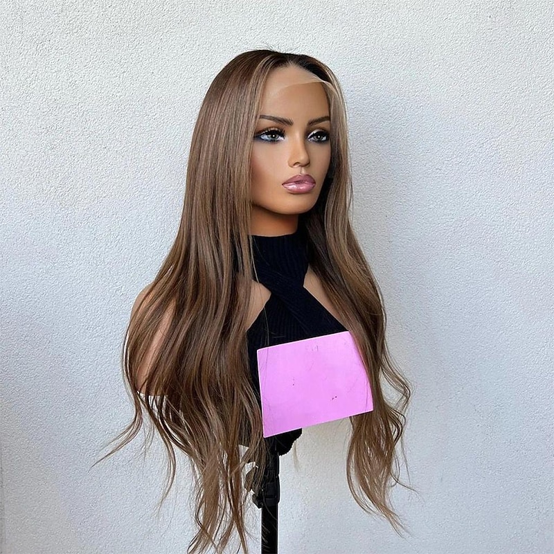 Remy Human Hair 13x4 Lace Front Wig Free Part Brazilian Hair Wavy Brown Wig 130% 150% Density with Baby Hair Natural Hairline 100% Virgin With Bleached Knots Pre-Plucked For Women Long Human Hair4