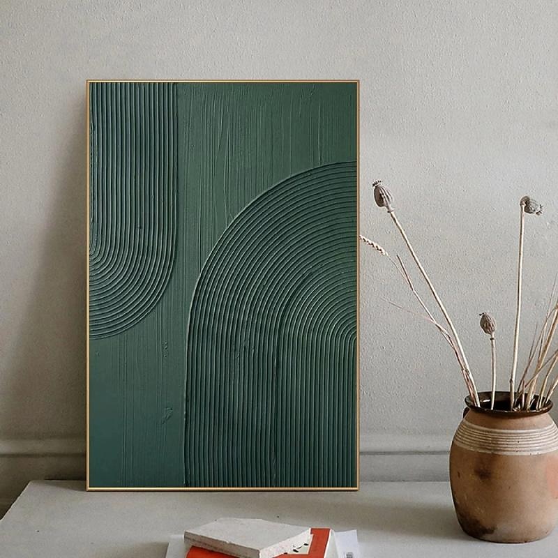 Hand painted  White Abstract Painting on Canvas handmade 3D Textured Wall Art Green Modern painting for handmade Canvas Art painting for Living Room Decor Trendy artwork Home Decor Hotel Art Piece3