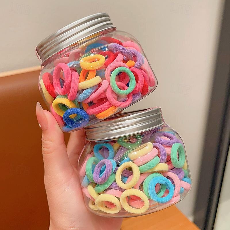 100pcs Kids Girls' Hair Accessories Sweet Casual Daily Solid Color [Free jar] Sweet cool black [about 100 sticks] [Free jar] Colorful [About 100 pieces]3