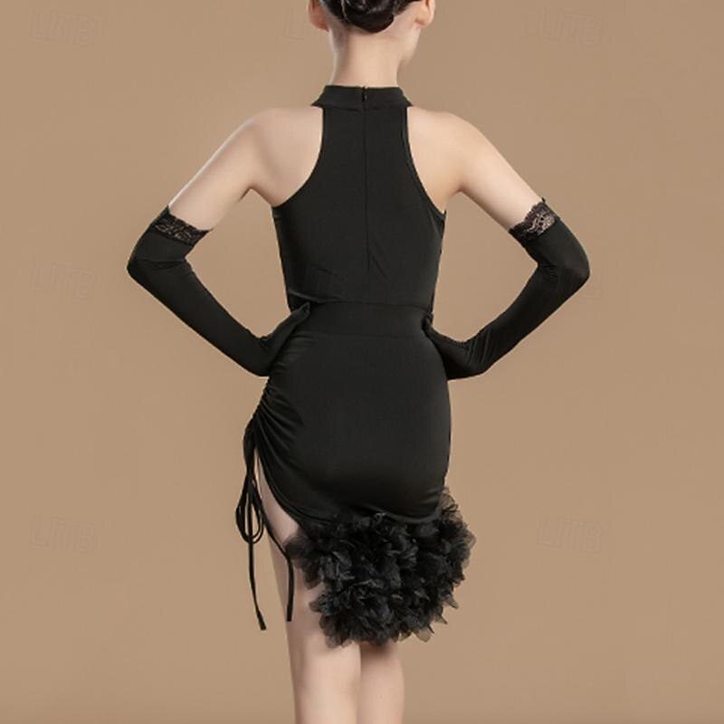 Latin Dance Kids' Dancewear Skirts Splicing Girls' Performance Daily Wear Sleeveless High Spandex2