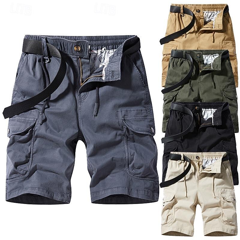 Men's Tactical Shorts Cargo Shorts Shorts Hiking Shorts Buttons Elastic Waist Multi Pocket Plain Wearable Short Outdoor Daily Camping & Hiking Fashion Classic Black Yellow