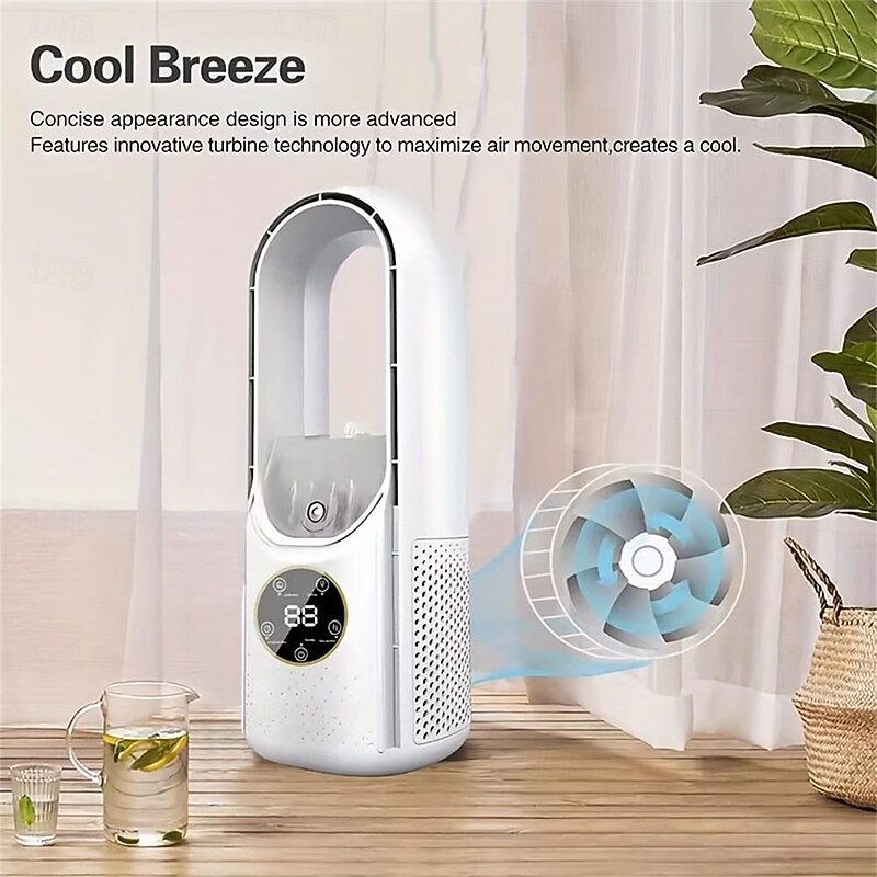 Vaneless Desktop Fan – Super Quiet Negative Ion Purifier Fan with Humidification for Bedroom and Living Room4