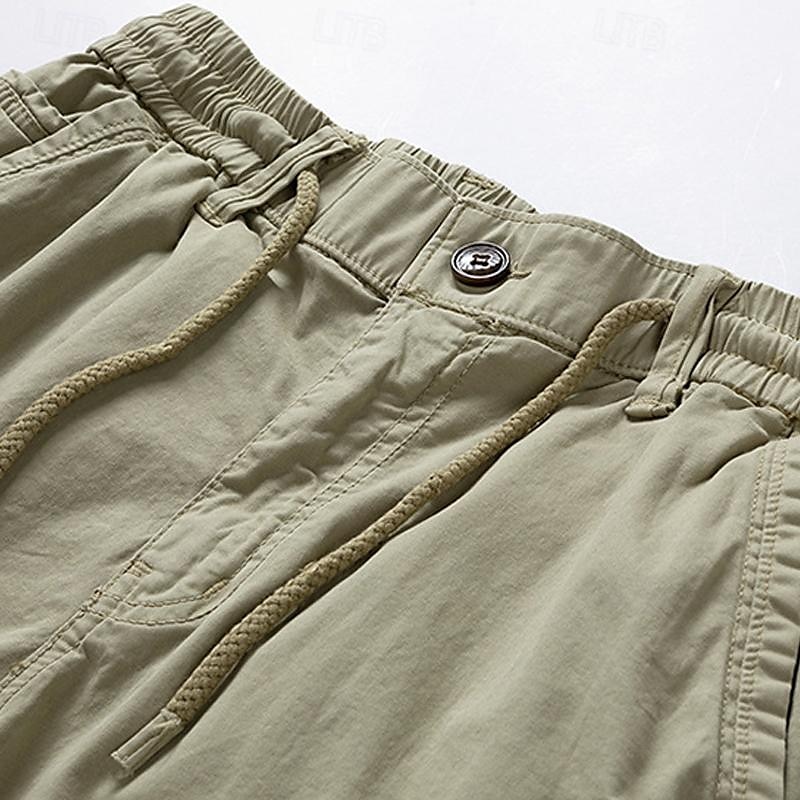 Men's Cargo Shorts Hiking Shorts Drawstring Multi Pocket Plain Casual Streetwear Cargo Shorts Stylish ArmyGreen Black4