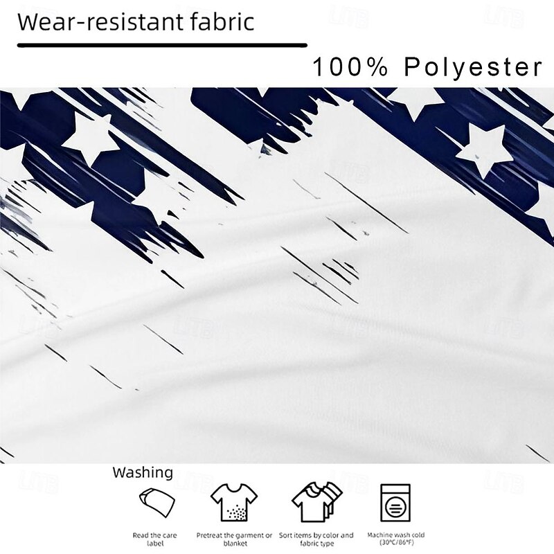 Men's Graphic American US Flag T shirt Henley Shirt Short Sleeve 3D Print Designer Retro Vintage Street Casual Daily Summer Spring Blue Henley Henley T-Shirt3