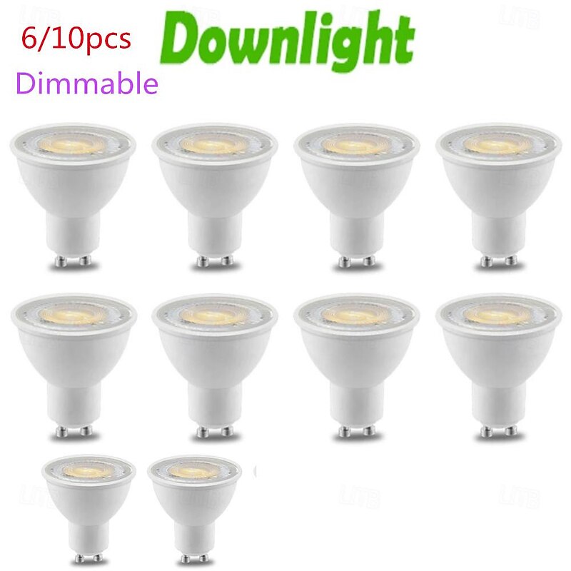 6/10pcs Dimmable Gu10 LED Bulbs, LED Downlight Spotlight 38 Degree Energy Saving Light Bulbs 220~240V Indoor Lighting2