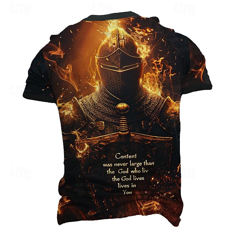 Men's Knights Templar T Shirt T shirt 3D Print Crew Neck Shirt Religious Casual Street Casual Yellow Red Summer Spring Clothing Apparel S M L XL XXL XXXL2