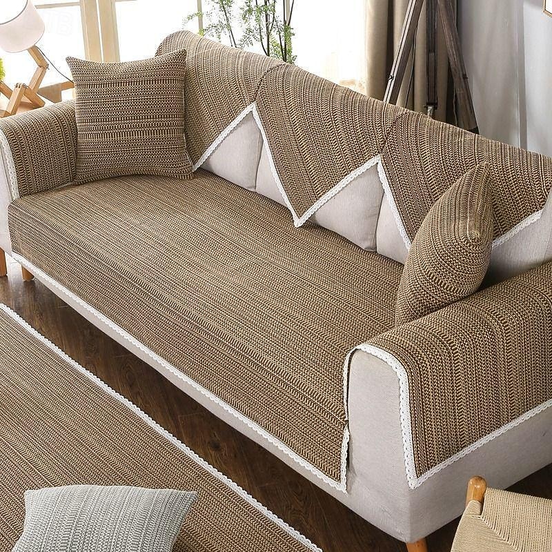 Cotton Linen Summer Mat Sofa Cushion Non-slip Cooling Back Cushion Seat Cushion Sofa Armrest Mat 8