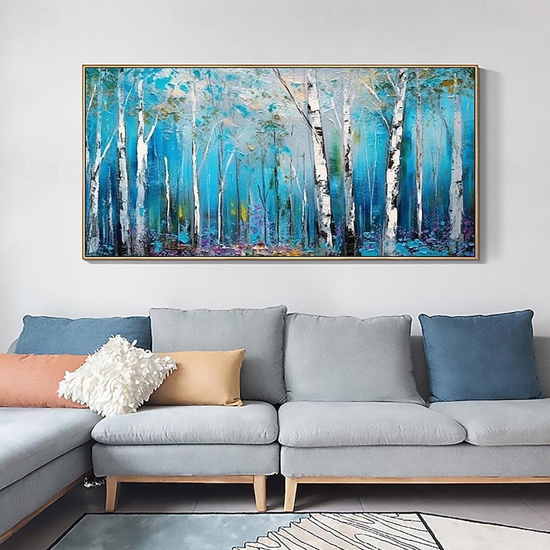 Mintura Handmade Forest Landscape Oil Paintings On Canvas Large Wall Art Decoration Modern Abstract Tree Picture For Home Decor Rolled Frameless Unstretched Painting3