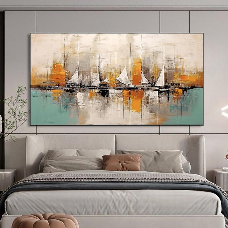 Handmade Oil Painting Canvas Wall Art Decoration Modern Sailboat sail for Home Living Room Decor Rolled Frameless Unstretched Painting3