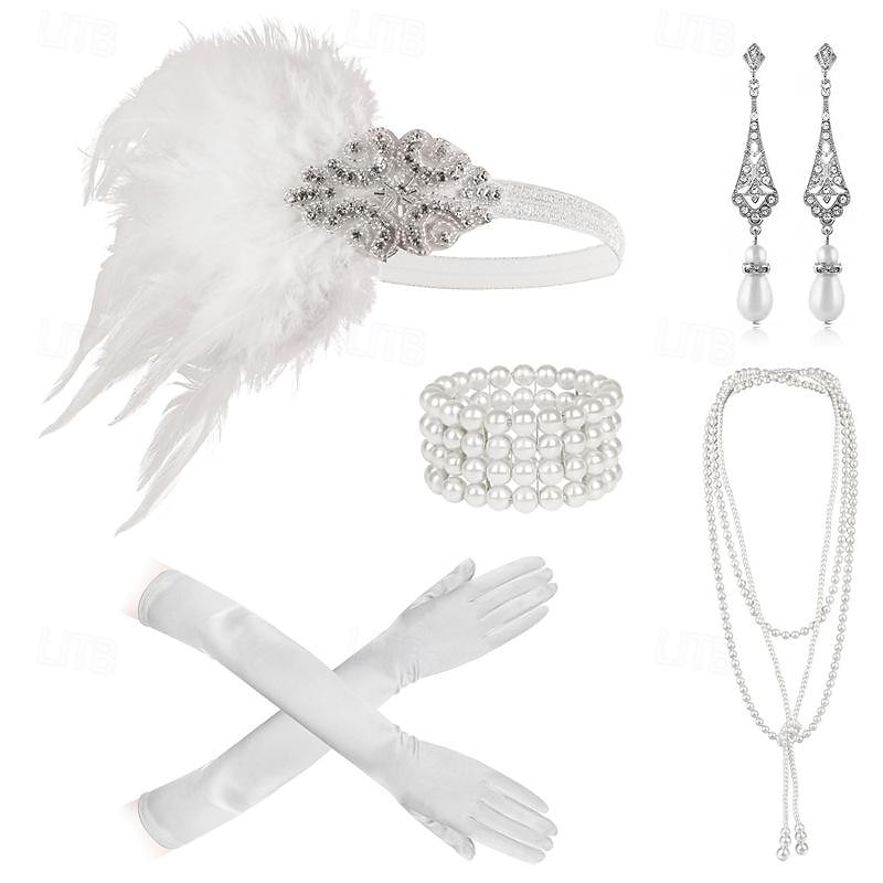 Retro Vintage 1920s The Great Gatsby Flapper Headband Accesories Set Flapper Girl Wedding Guest Feather Fancy Dress Women's Halloween Carnival Masquerade Carnival Party / Evening Wedding Reception2