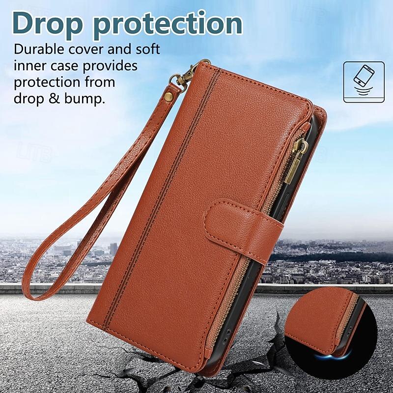 Phone Case For iPhone 17 Pro Max 17 Air 16 15 14 Pro Max Plus 13 12 11 Pro Max Mini Back Cover with Stand Holder Magnetic Zipper Retro TPU PU Leather3