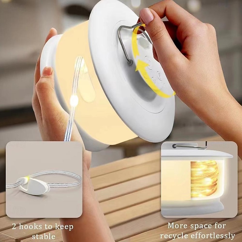 2-in-1 Rechargeable String Lights, 32FT Outdoor Tent LED Camping Lantern, Waterproof String Lights for Outdoor Christmas, Home Party Decorations4