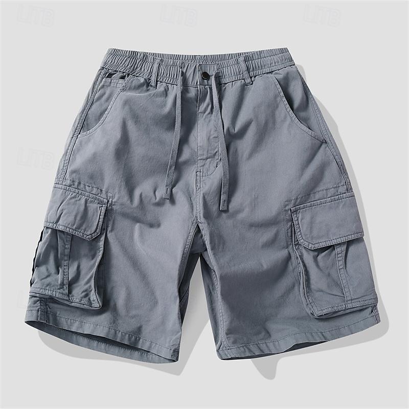 Men's Tactical Shorts Cargo Shorts Shorts Buttons Elastic Waist Multi Pocket Plain Wearable Short Outdoor Daily Camping & Hiking Fashion Classic ArmyGreen Black4