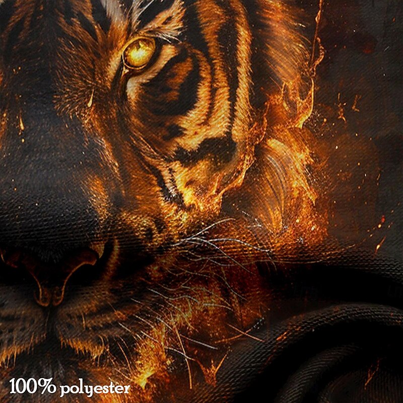 Men's Animal Tiger Flame T Shirt Short Sleeve T shirt 3D Print Crew Neck Shirt Fashion Designer Athleisure Street Sports Outdoor Black Summer Spring Clothing Apparel S M L XL XXL XXXL3