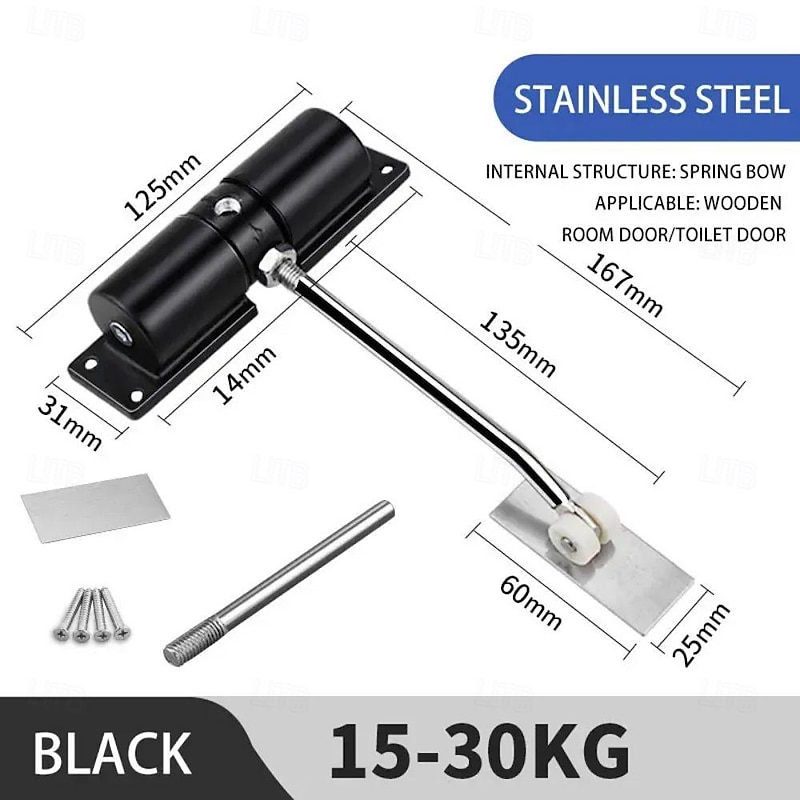 Silent Adjustable Automatic Door Closer,Lightweight, Automatic Door Closer with Soft Close Spring for Effortless, Quiet Door Closing4