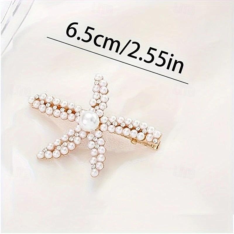 Vintage Faux Pearl Decorative Starfish Shaped Hair Clip Elegant Hair Barrette For Women And Girls Daily Wear4