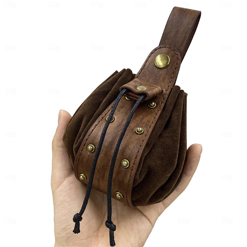 Retro Vintage Medieval Renaissance Belt Pouch Coin Purse Viking Ranger Elven Fancy Dress Men's Women's Halloween Carnival Masquerade Party Renaissance Fair LARP Adults Bag2
