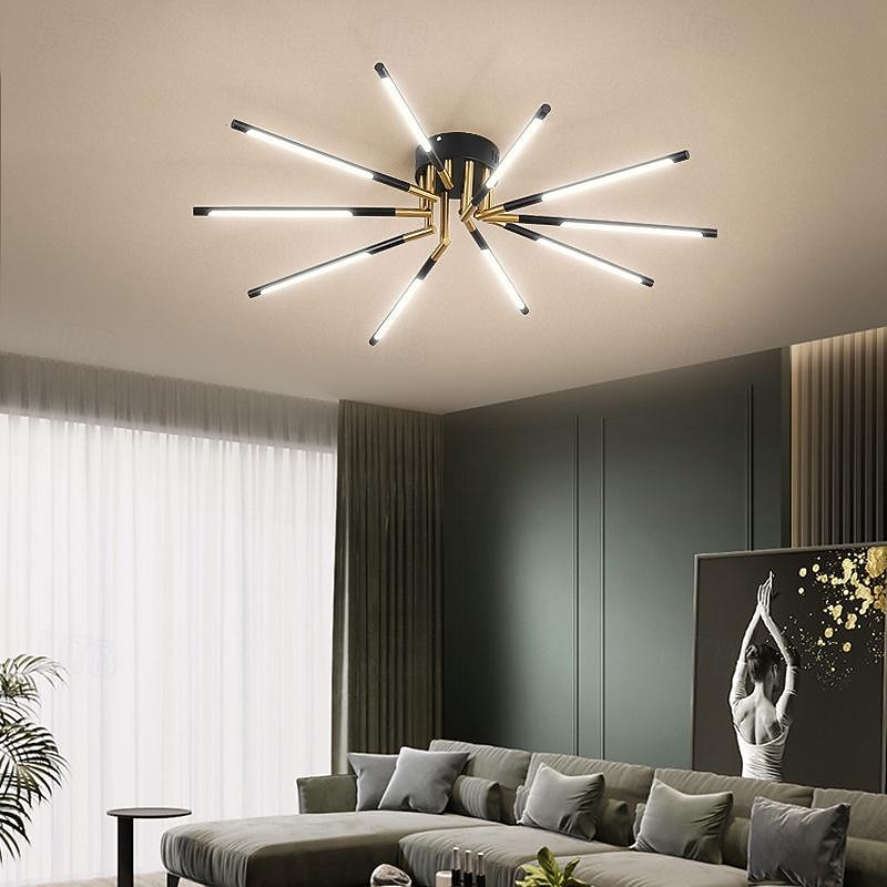 LED Ceiling Chandelier 13.5cm 8/10/12 Head Dimmable Metal Electroplated/Painted Finishes Modern Nordic Style Living Room Bedroom 110-240V 38/64/80W ONLY DIMMABLE WITH REMOTE CONTROL