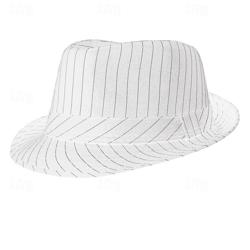 Men's Kentucky Derby Hat Sun Hat Party Hat Dress Hat Black White Cotton Fashion Casual Street Daily Stripes Sunscreen Breathable2