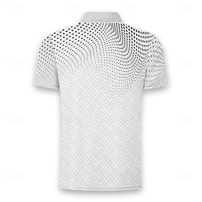 Men's Polo Shirts Golf Shirt Short Sleeve Polo Shirts Collared Shirts Business Casual WorkWear Formal Wear Festival Wear Buttons 3D Print Summer Spring White2