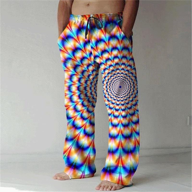 Men's Pants Trousers Graphic Outdoor Holiday Hawaiian Orange Green Inelastic