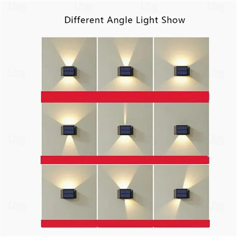 1pc Solar Outdoor Wall Lights Adjustable Beam Size, Outdoor IP65 Waterproof LED Solar Up and Down Lighting Household Garden Porch Outdoor Sunlight Wall Lamp Courtyard Garden Garage Road Lighting 1PC2