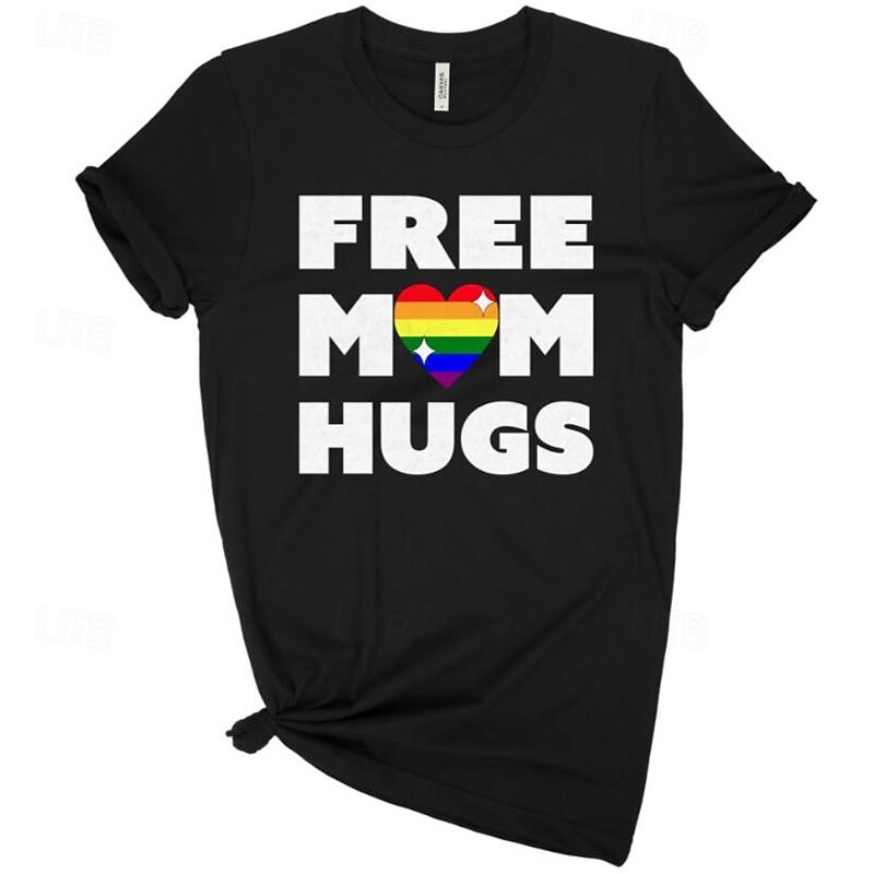 LGBT LGBTQ T-shirt Pride Shirts Rainbow Free Mom Hugs Lesbian Gay For Unisex Adults' Halloween Carnival Masquerade Hot Stamping Pride Parade Pride Month3