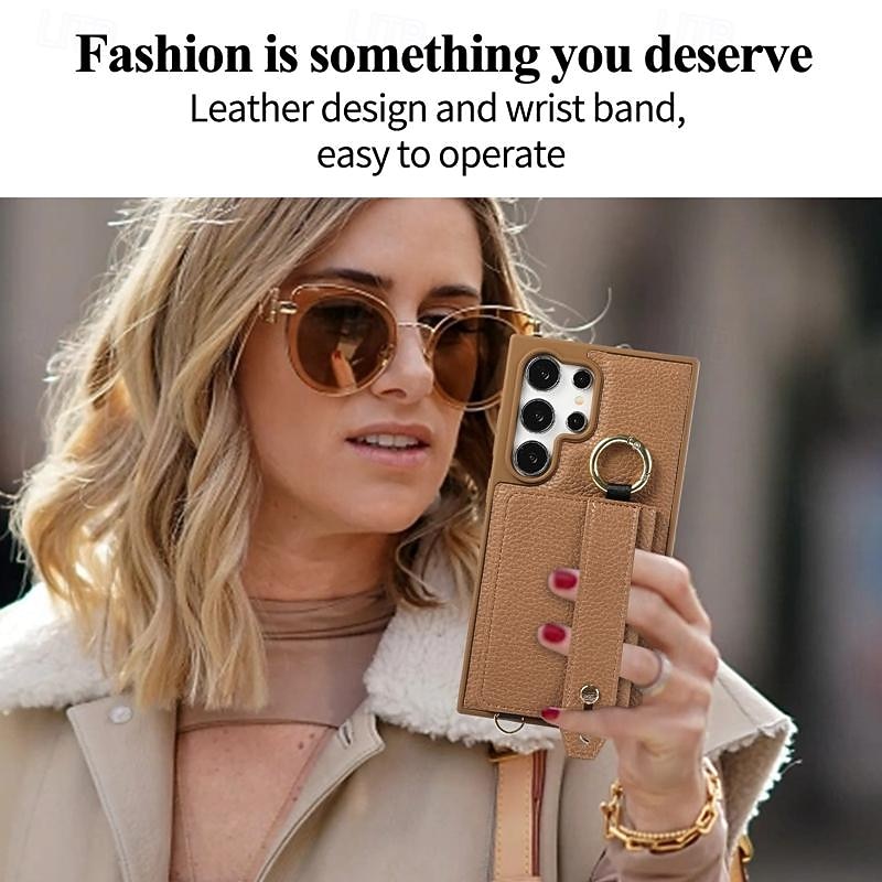 Phone Case For Samsung Galaxy S25 S24 S23 Ultra Plus S22 Plus  Ultra Back Cover with Stand Holder with Wrist Strap Card Slot Retro TPU Metal PU Leather3
