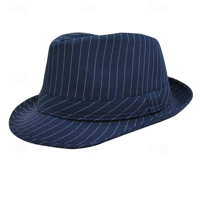 Men's Kentucky Derby Hat Sun Hat Party Hat Dress Hat Black White Cotton Fashion Casual Street Daily Stripes Sunscreen Breathable3