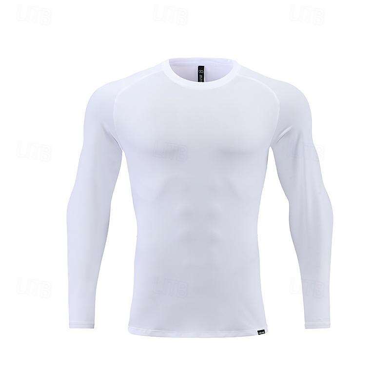 Men's Sun Protection T-shirts Long Sleeve Shirt Crew Neck Long Sleeve Vacation Sports & Outdoor Going out Casual Daily Quick dry UPF 50+ Sweat wicking Breathable Plain Black White Activewear Polyester2