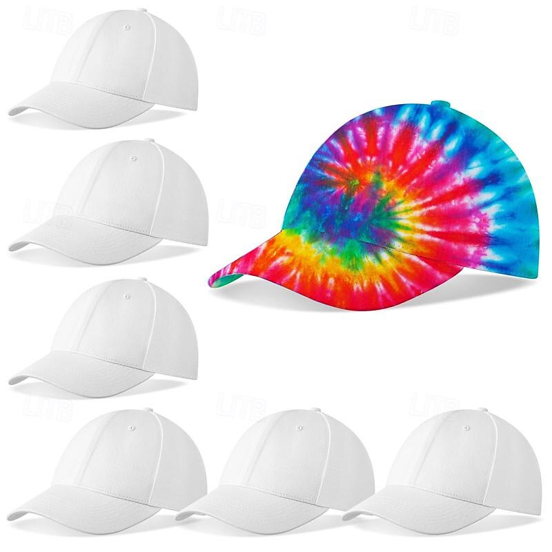 Cotton White Baseball Cap Is Used for Tie Dyeing Tie Dyeing Set Items Tie Dyeing Neutral Style Adjustable Solid Color Baseball Cap Suitable for Large Groups of Children Tie Dyeing Parties White