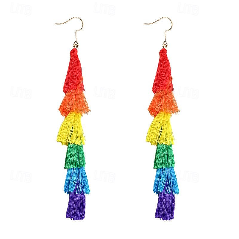 Rainbow Halloween Earrings LGBT LGBTQ Gay Lesbian Adults' Women's Masquerade Pride Parade Pride Month Easy Halloween Costumes Dress Up3
