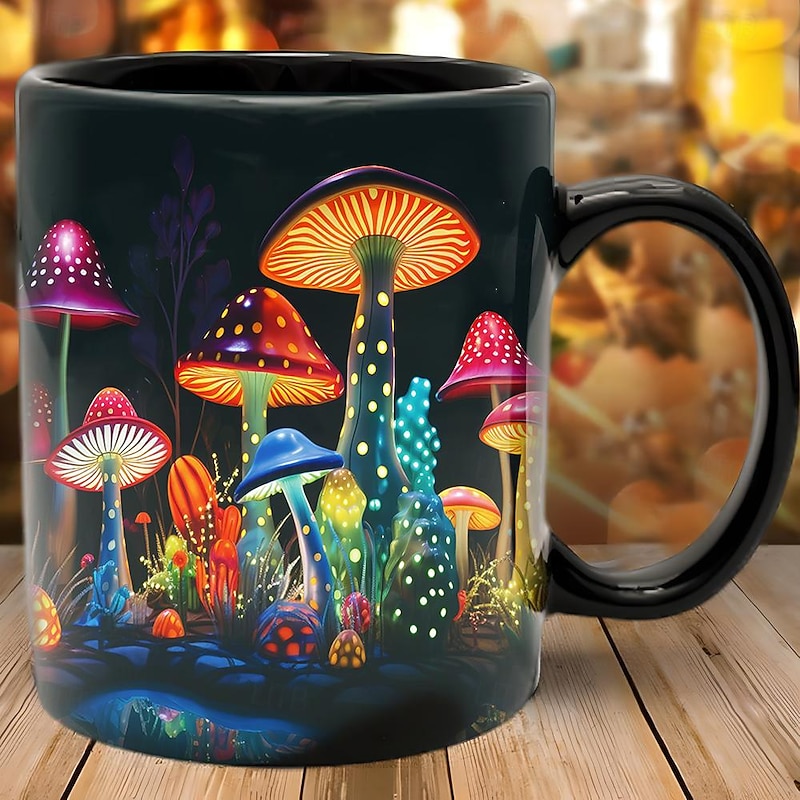 Mushroom Fantasy Mug - Trippy Misty Nature Design, Perfect Gift for Nature Lovers and Fantasy Enthusiasts