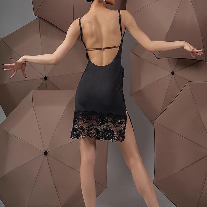 Latin Dance Exotic Dancewear Latin Salsa Dance Dress Lace Women's Performance Daily Wear Sleeveless Polyester2