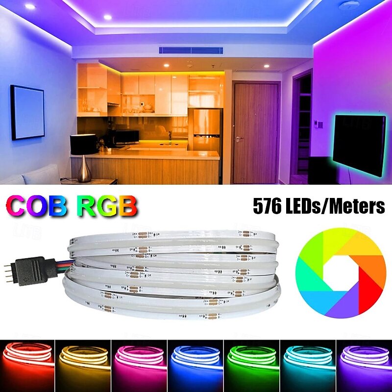 USB RGB COB LED Strip Light 1-5M 5V Intelligent Discoloration Strip Light  APP Controls Music Synchronization Light Strip or Equipped with RF Wireless Controller Suitable for Indoor Decoration TV Comp3