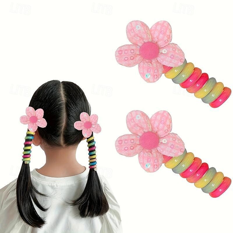 Kids Girls' Hair Accessories Solid Color Pink love Pink bear2