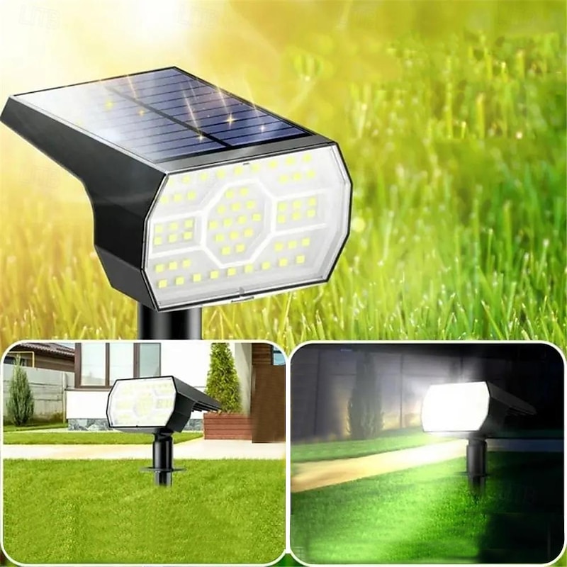 Solar Lights Outdoor Waterproof IP68 56LED Solar Landscape Lawn Spotlights for Garden Patio Yard Pathway Lighting, Two Methods of Ground Insertion and Wall Hanging 1PC