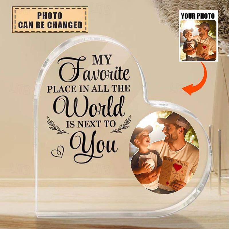 Personalized Photo Acrylic Heart Plaque - Custom Wedding Gift for Couple Plaque Decoration Wedding Gift Mother's Day Anniversary Gift - Gift For Him Gift For Her My Favorite Place Couple2